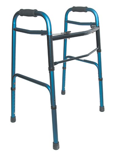 DMI Lightweight Adjustable Folding Walkers for Adults with Easy Two Button Release, Blue, 2 Count