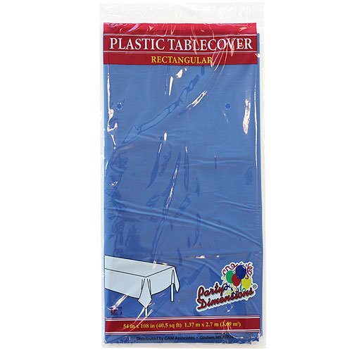 Party Dimensions 41222 54 in. x 108 in. Blue Rectangular Plastic Tablecover - 48 Per Case