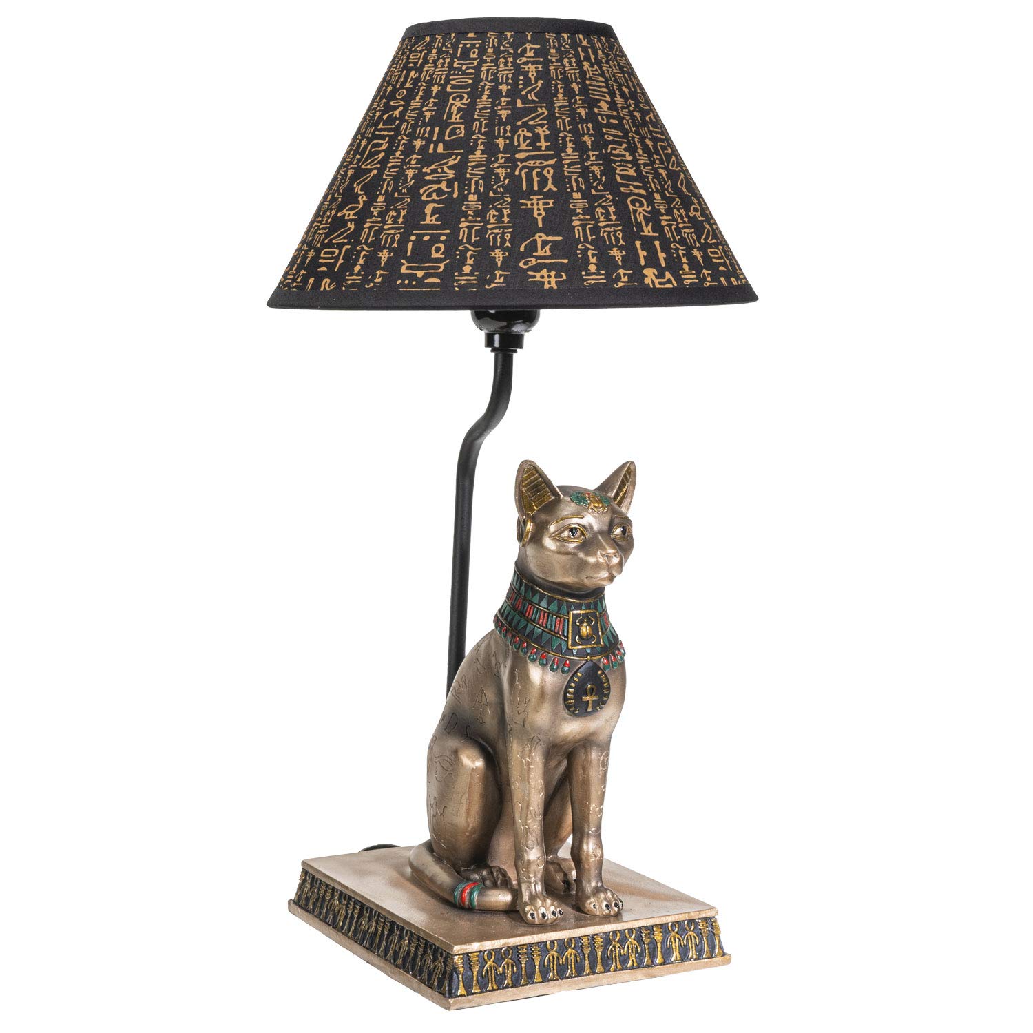 Pacific Giftware Egyptian Bastet Goddess of Fertility Sculptural Table Lamp with Shade 18 inch Tall Egyptian Home Decor (Bronze)