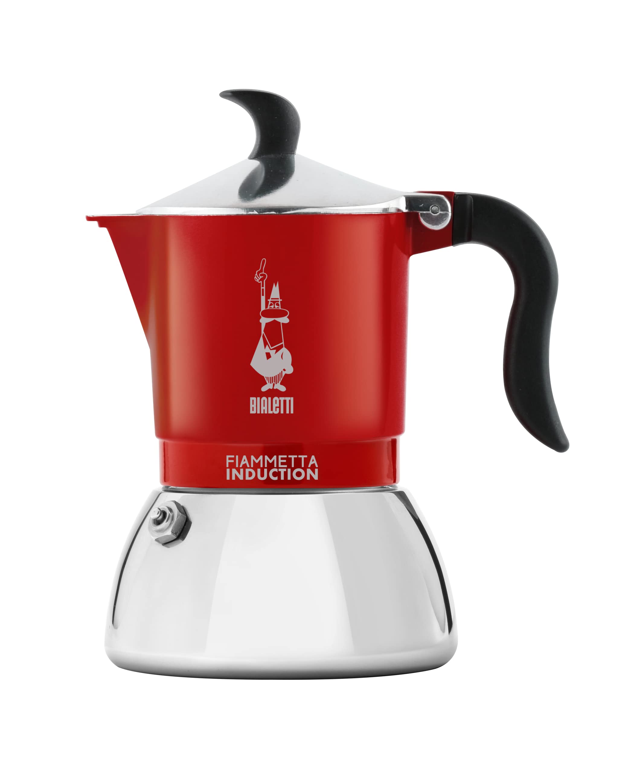 Bialetti Fiammetta Moka Pot – 4 Cup Espresso Maker – Red Italian Stovetop Coffee Maker – Compatible with Induction Hobs