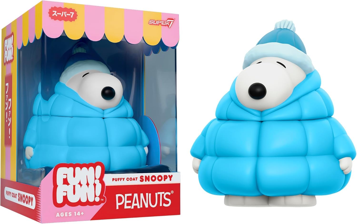 Super7 Fun! Fun! Peanuts Snoopy (Puffy Coat) Vinyl Figure - 5" Peanuts Action Figure - Classic Cartoon Fans Collectibles & Retro Toys - Cartoon Model for Collectors & Display Figurine - Comic Strips