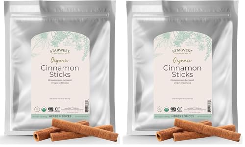 Starwest Botanicals Certified Organic Cinnamon Sticks, 2 lb, 2 3/4" Length | For Baking, Cooking & Beverages | Non-GMO, Kosher Certified (Pack of 2)